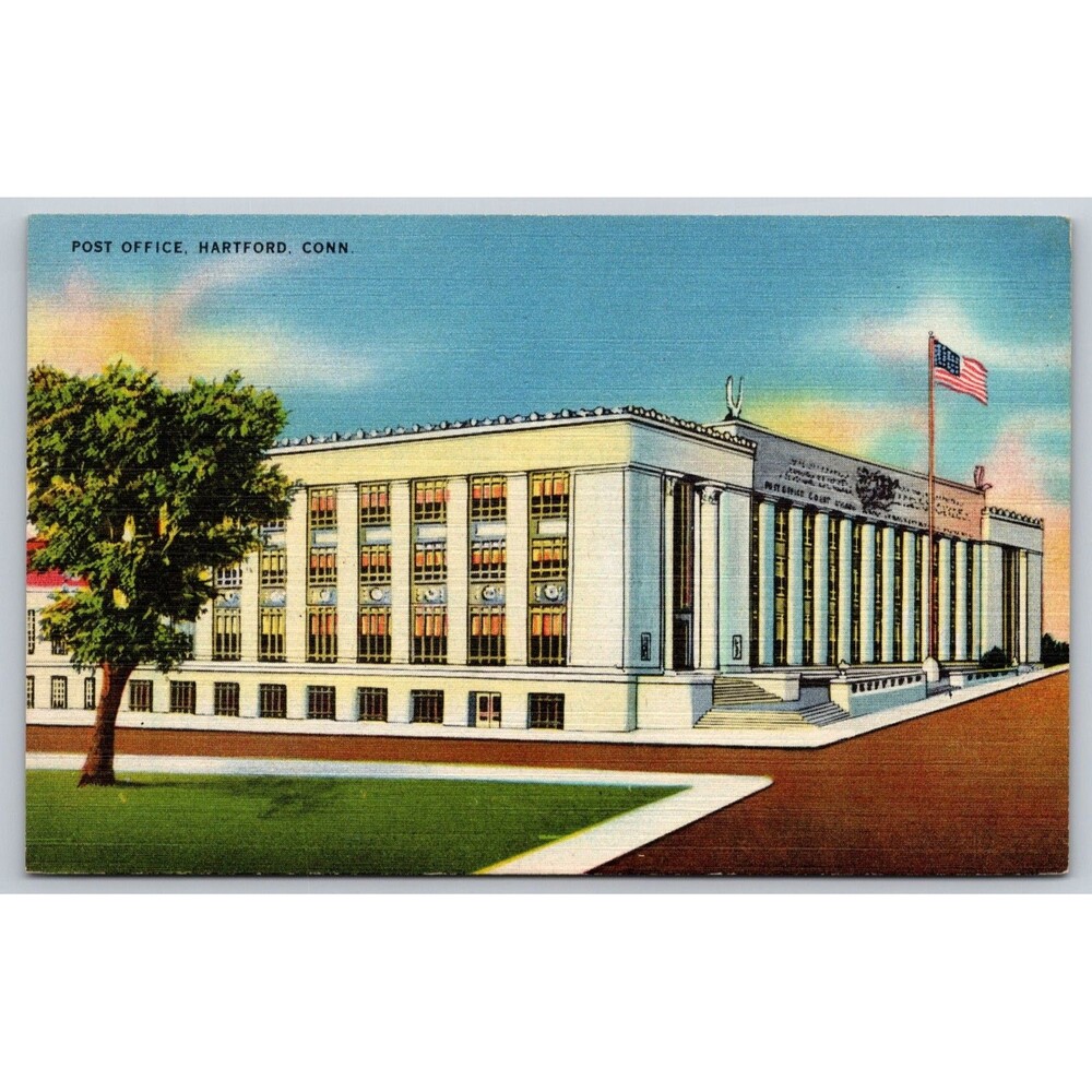 Vintage Postcard Post Office Hartford Connecticut Capitol Novelty Unused CT